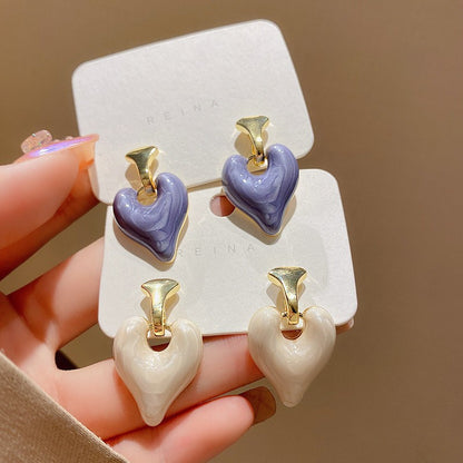 Drop glaze love earrings women