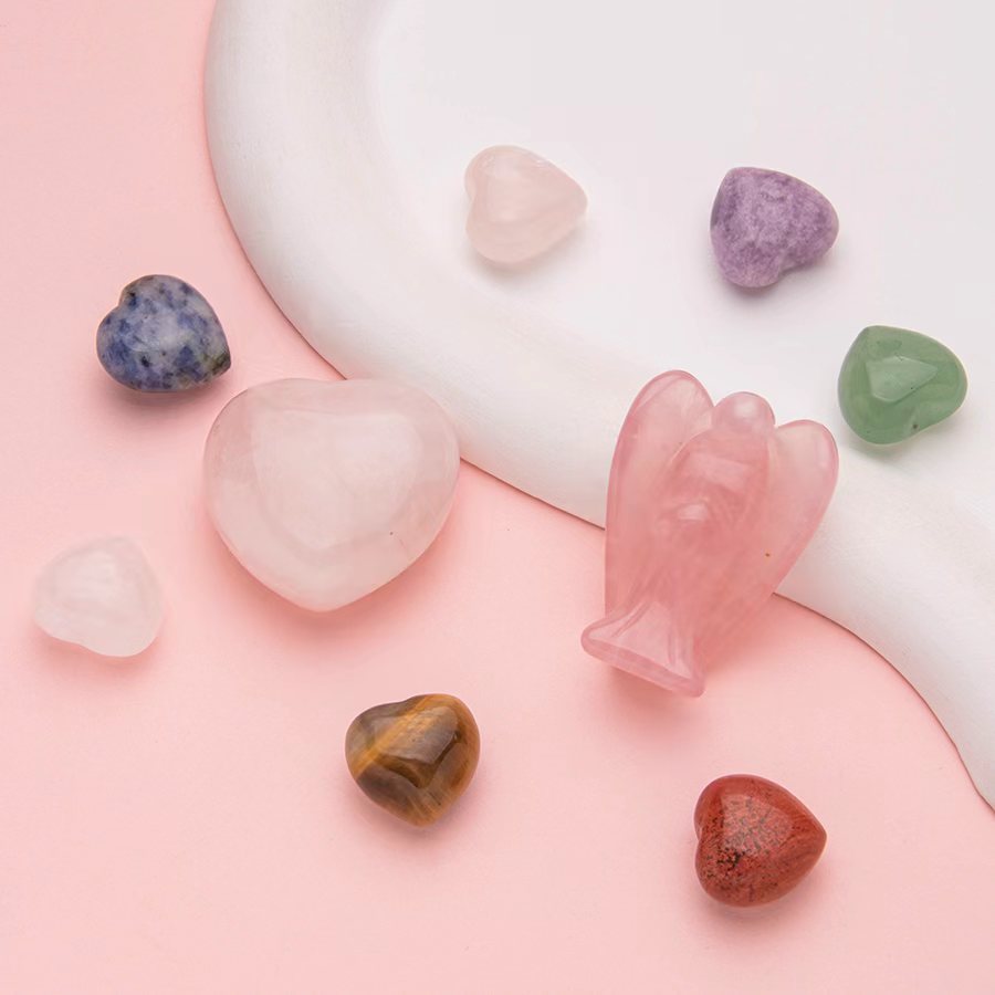 Conjunto de pingente trançado de pedra crua de cristal de pedra caída de 7 cores 