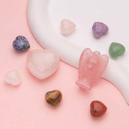 Conjunto de pingente trançado de pedra crua de cristal de pedra caída de 7 cores 