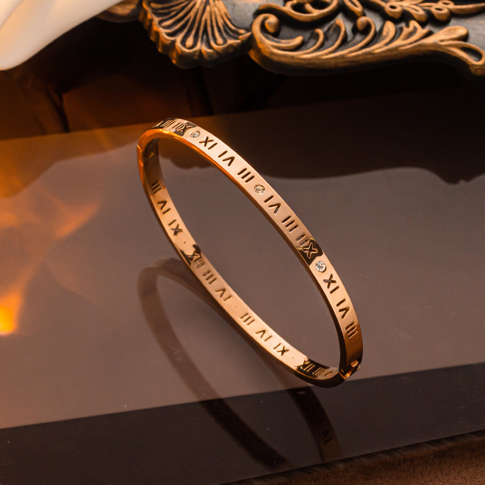Pulseira de aço de titânio com algarismos romanos moda atacado pulseira de casal 