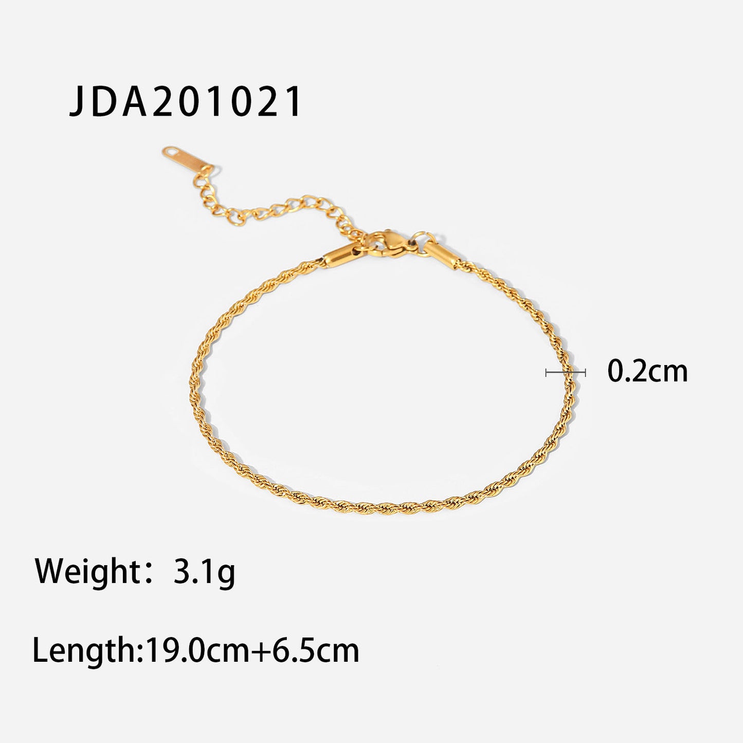 2mm thick gold twist chain anklet