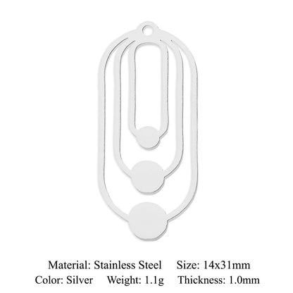 5 pcs/pack geometric square titanium steel pendant ginkgo biloba DIY