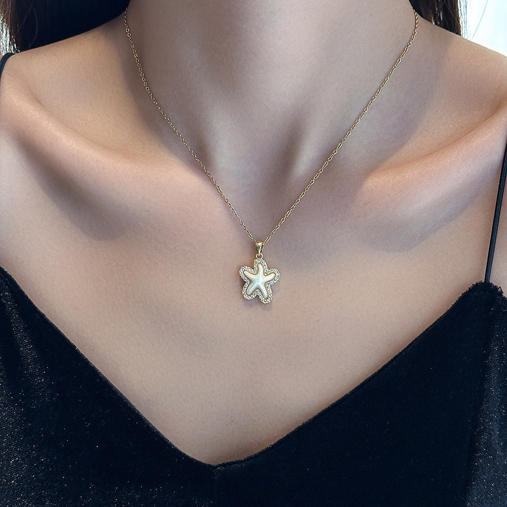 Starfish pentagram necklace girl