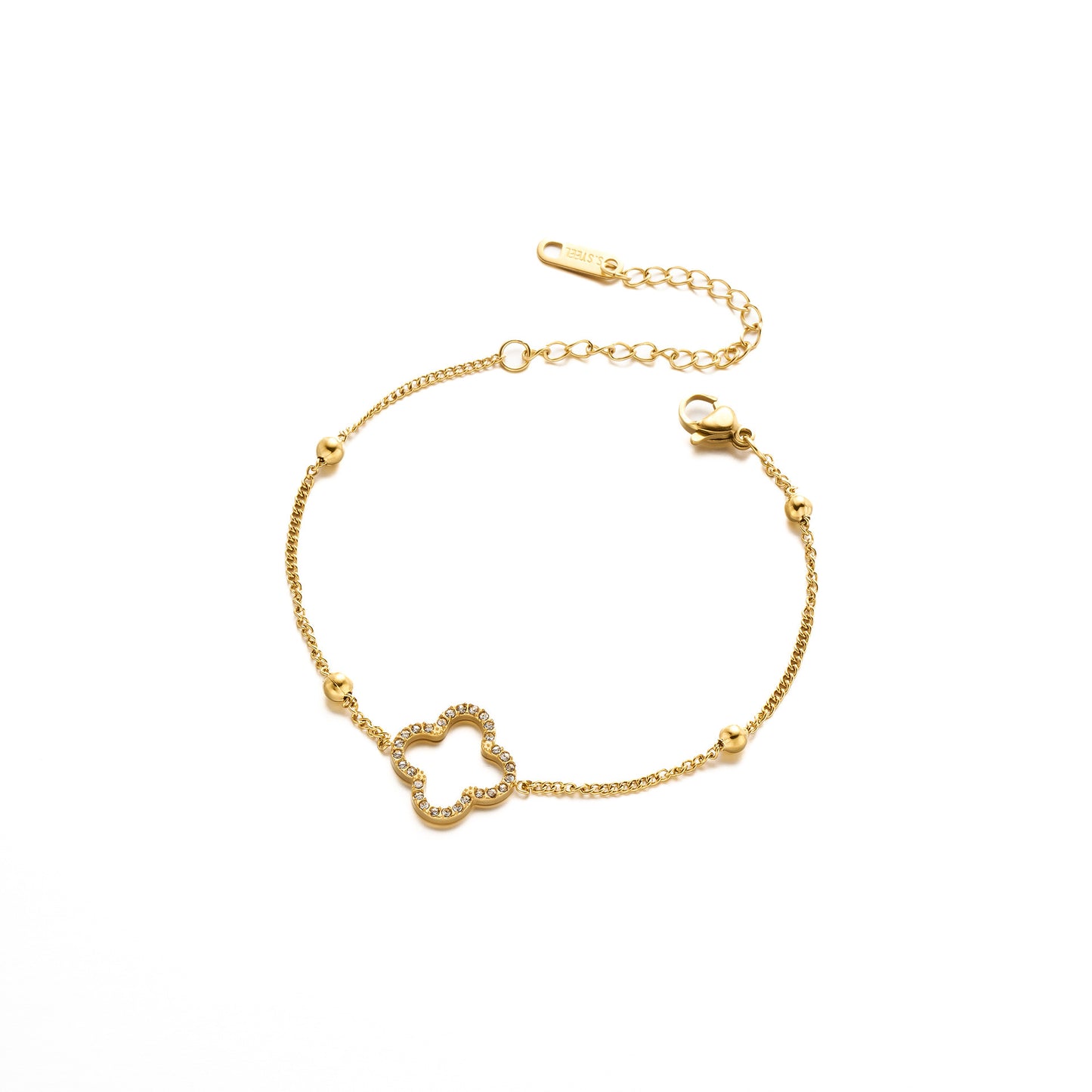 Women's Japanese-Korean Four-Leaf Clover Micro-Zircon Bracelet — 18K Gold-Plated