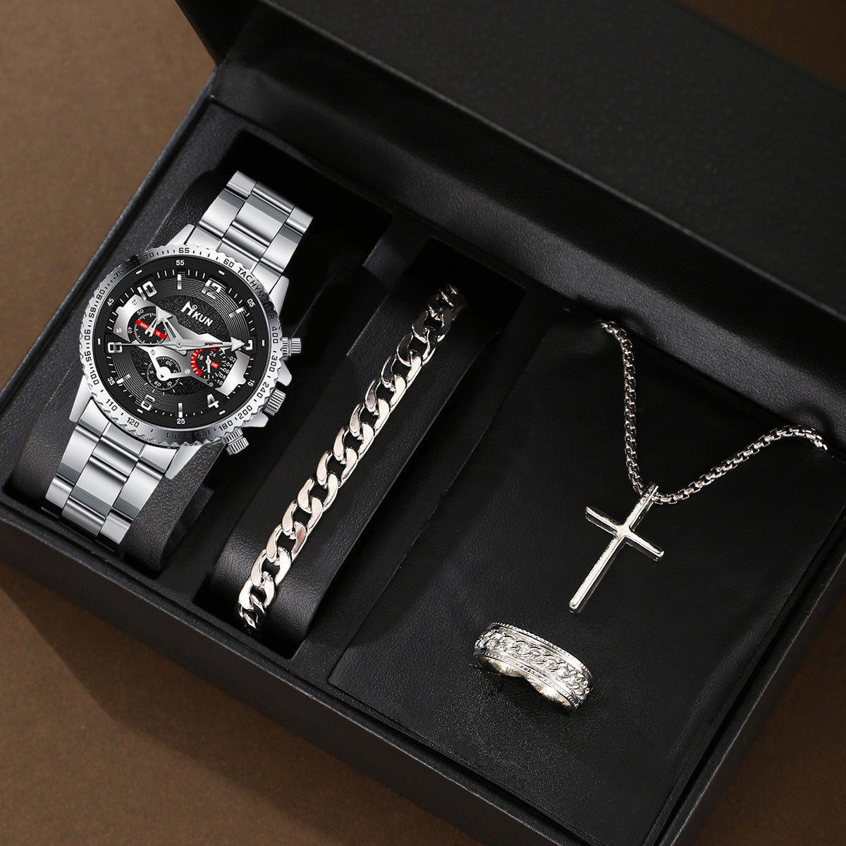 Steel belt quartz watch cross jewelry