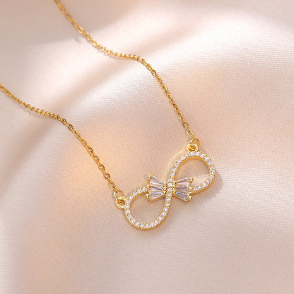 Colar de coração simples e elegante em formato de 8 com zircão, presente versátil para mulheres 
