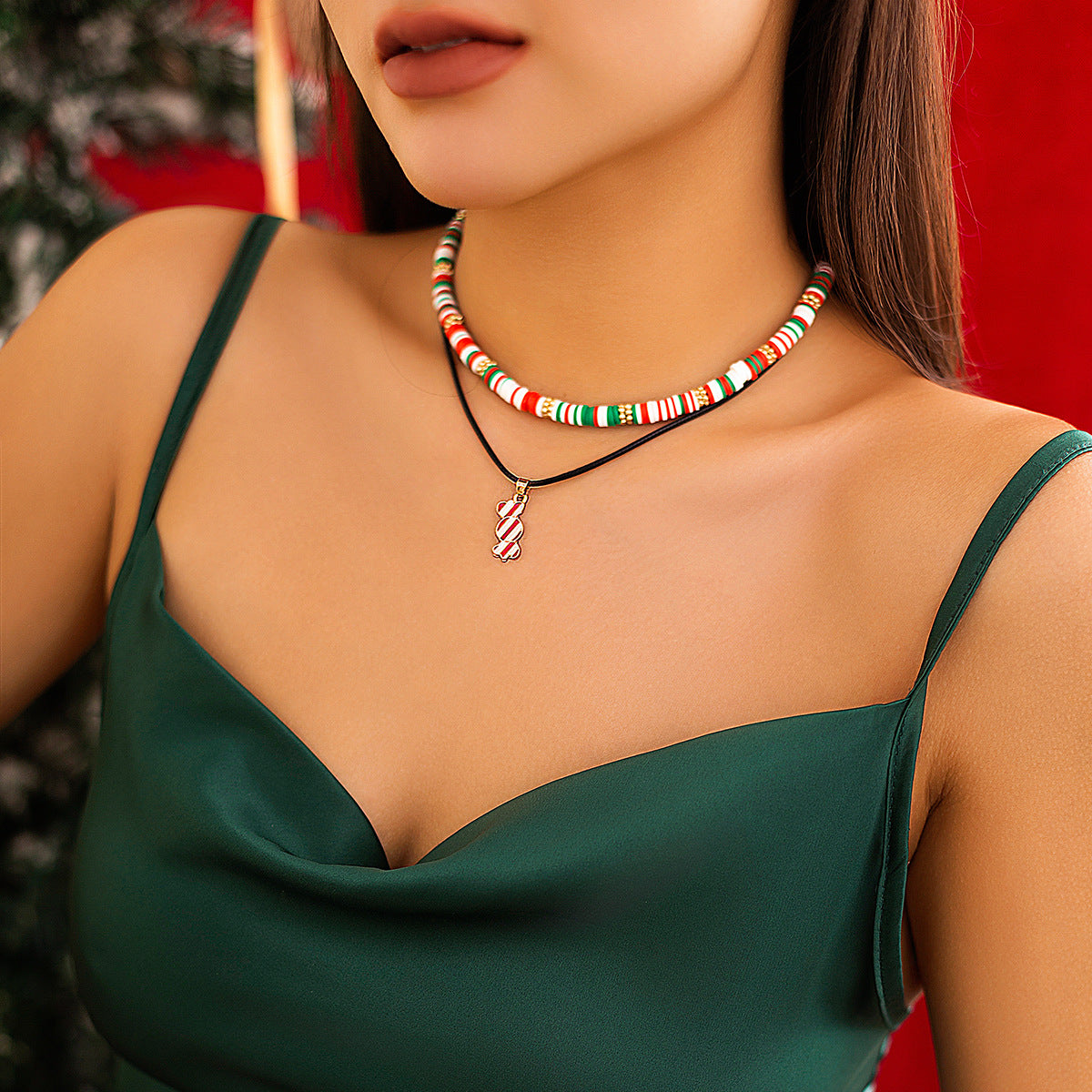 Christmas snowman gift imitation crystal necklace