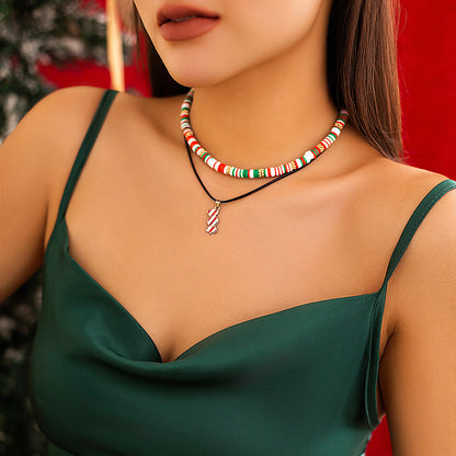 Christmas snowman gift imitation crystal necklace