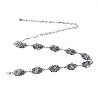 Elliptical buckle metal chain waist chain