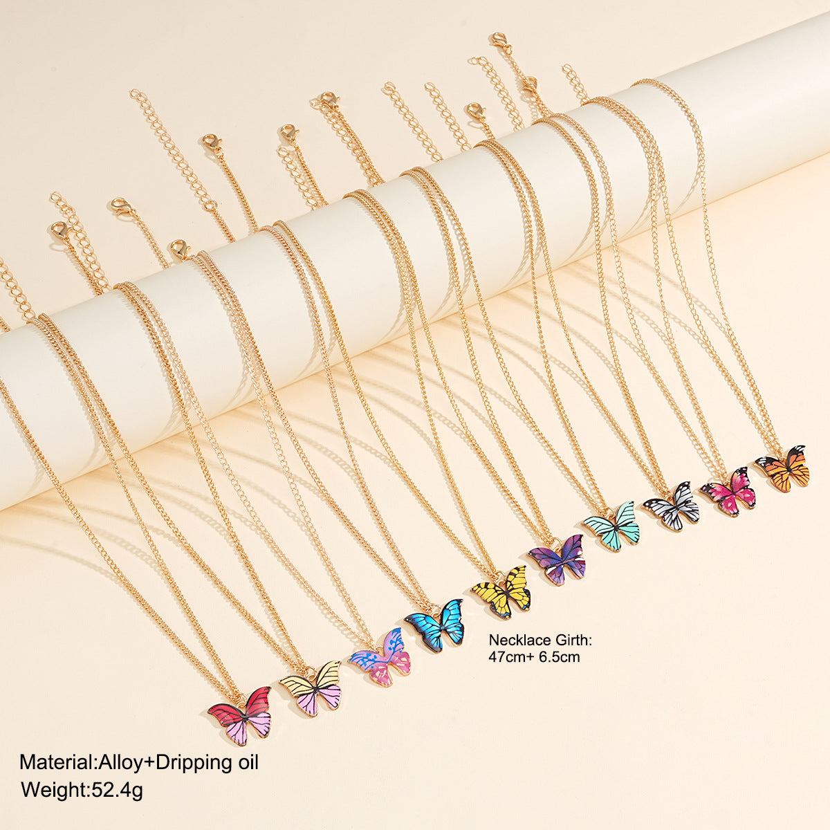 Gold Drip Butterfly Necklace Set (10-Piece)