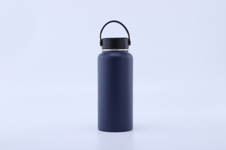 Botella de agua de acero inoxidable 304 con recubrimiento en polvo, portátil para exteriores 
