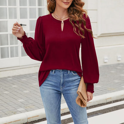 Bubble sleeve tuck-up cuff top