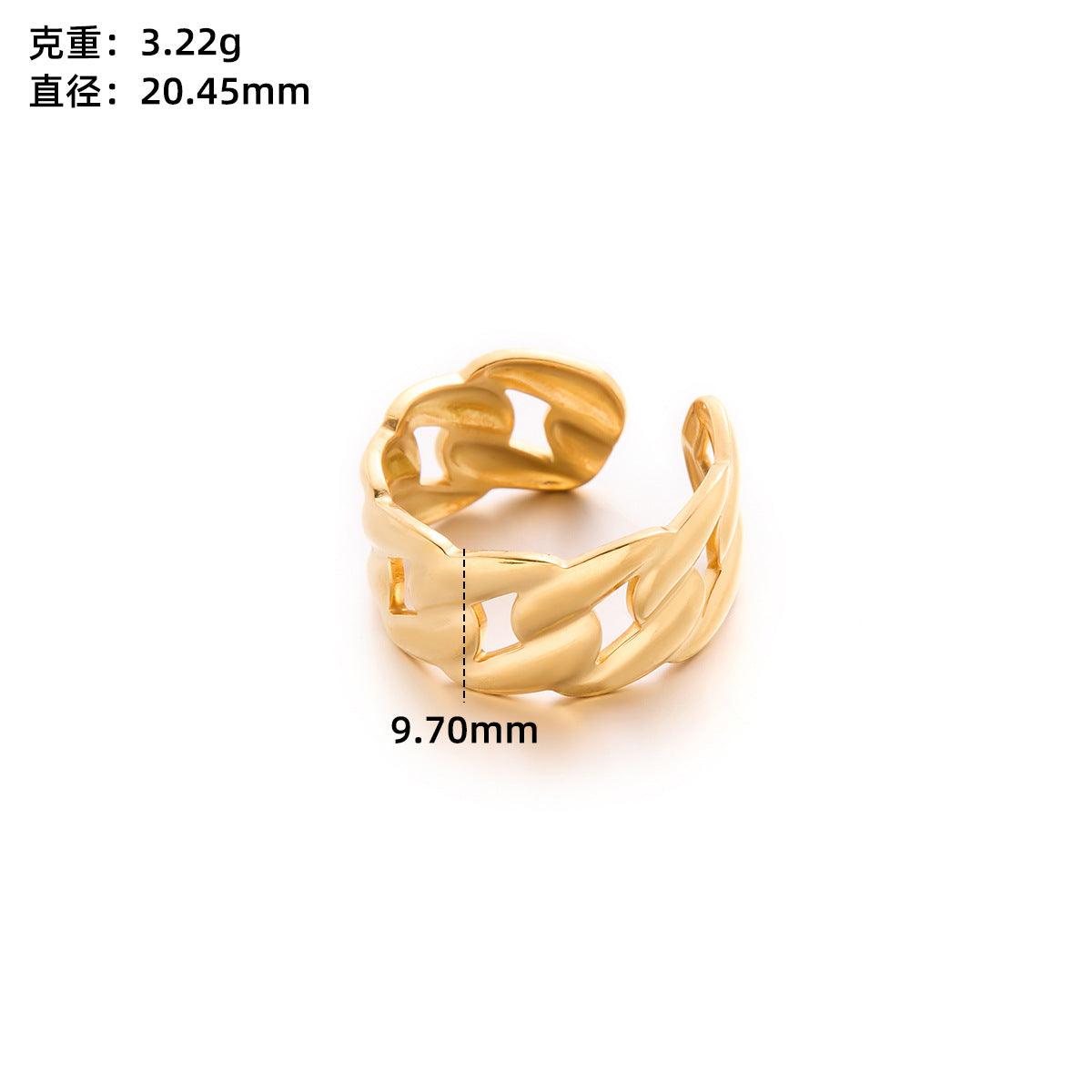 Retro Wide-Pleated Heart Titanium Steel Ring — 18K Gold Plated