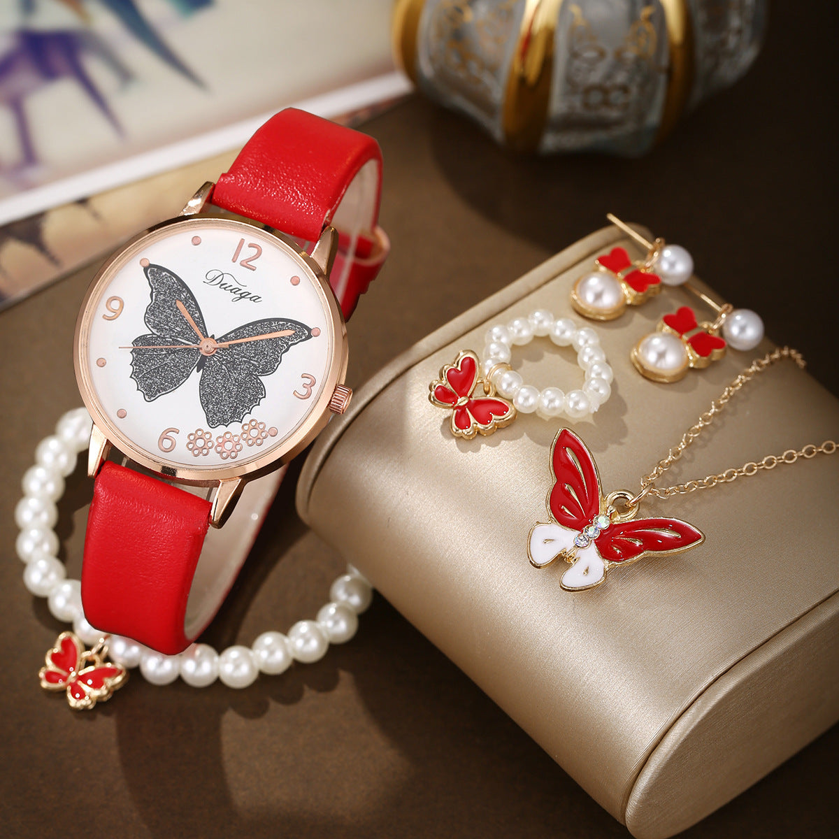 Butterfly Watch Pearl Butterfly Jewelry Set