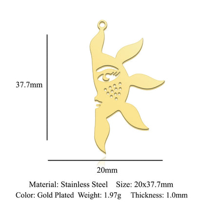 5 pcs/titanium steel pendant with wings angel sun