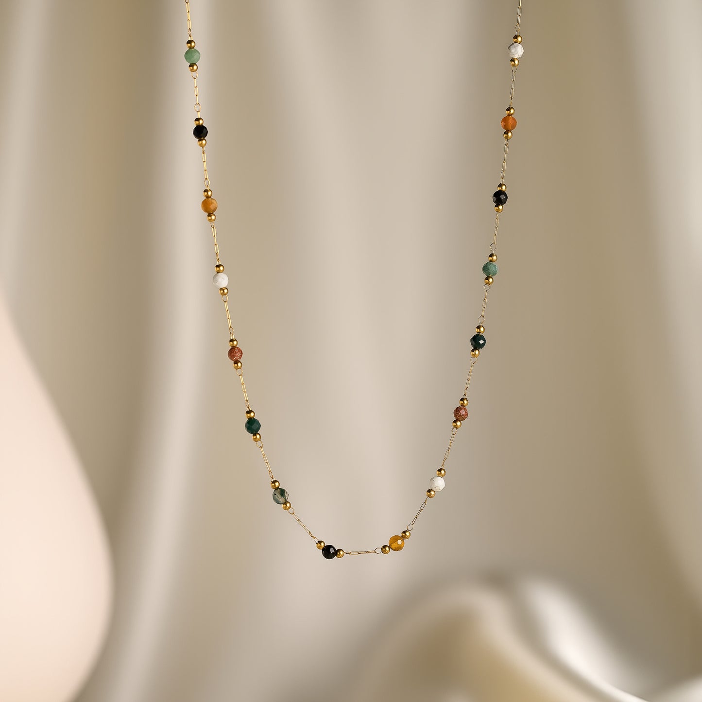 Natural Stone Geometric Necklace & Bracelet Set