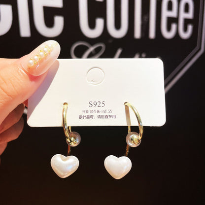 Pendientes de perlas rojas de amor de moda 