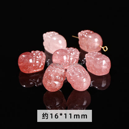 Gray Moonlight Pixiu Red Strawberry Crystal Pendant