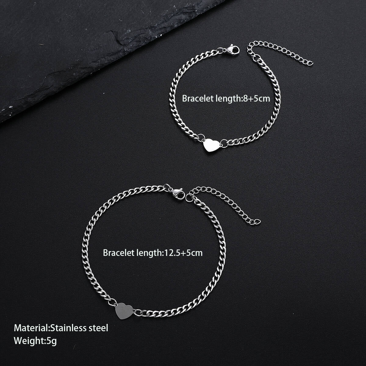 Stainless Steel Heart Couple Bracelet