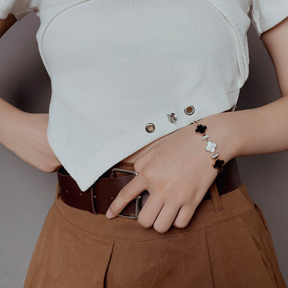 Women's Lucky Four-Leaf Clover Micro-Zircon Bracelet