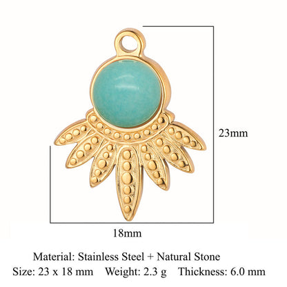 Sun ruby turquoise stainless steel pendant