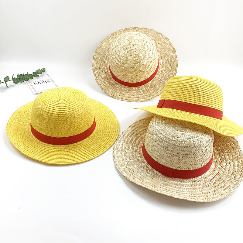 Sombrero de paja de Luffy de One Piece COSPLAY Protección UV para padres e hijos 