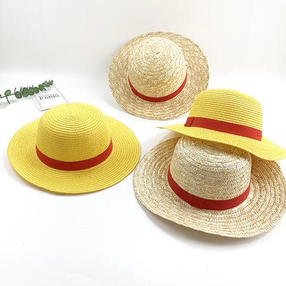 Sombrero de paja de Luffy de One Piece COSPLAY Protección UV para padres e hijos 