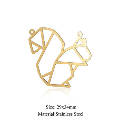 5 pcs/titanium steel large accessories paper-cut animal pendant