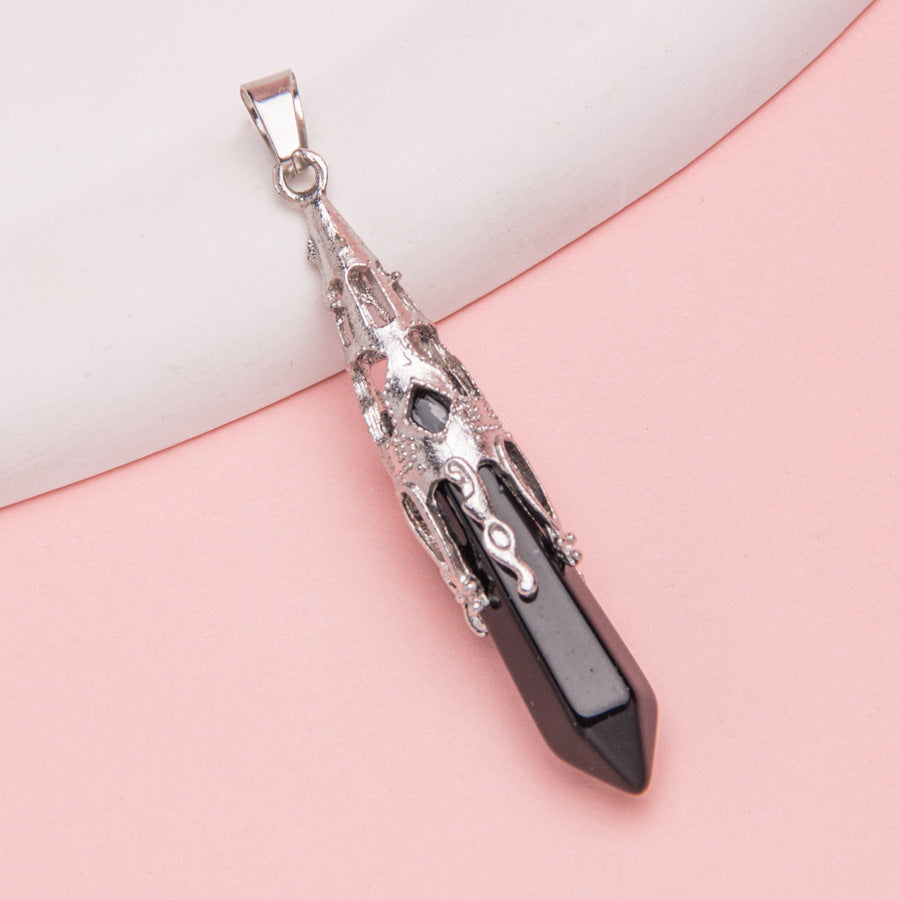 Crystal Agate Hexagonal Pyramid Pendulum Pendant