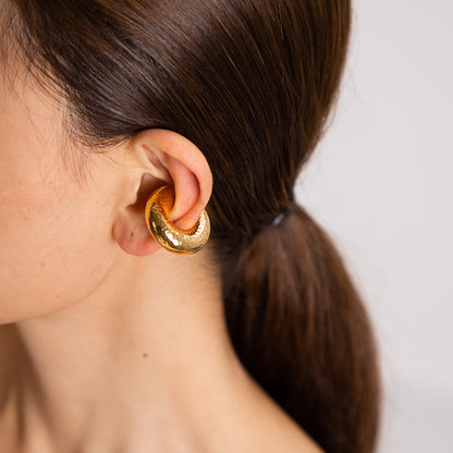 Rough Textured Cylindrical Hollow Hoop Ear Clip