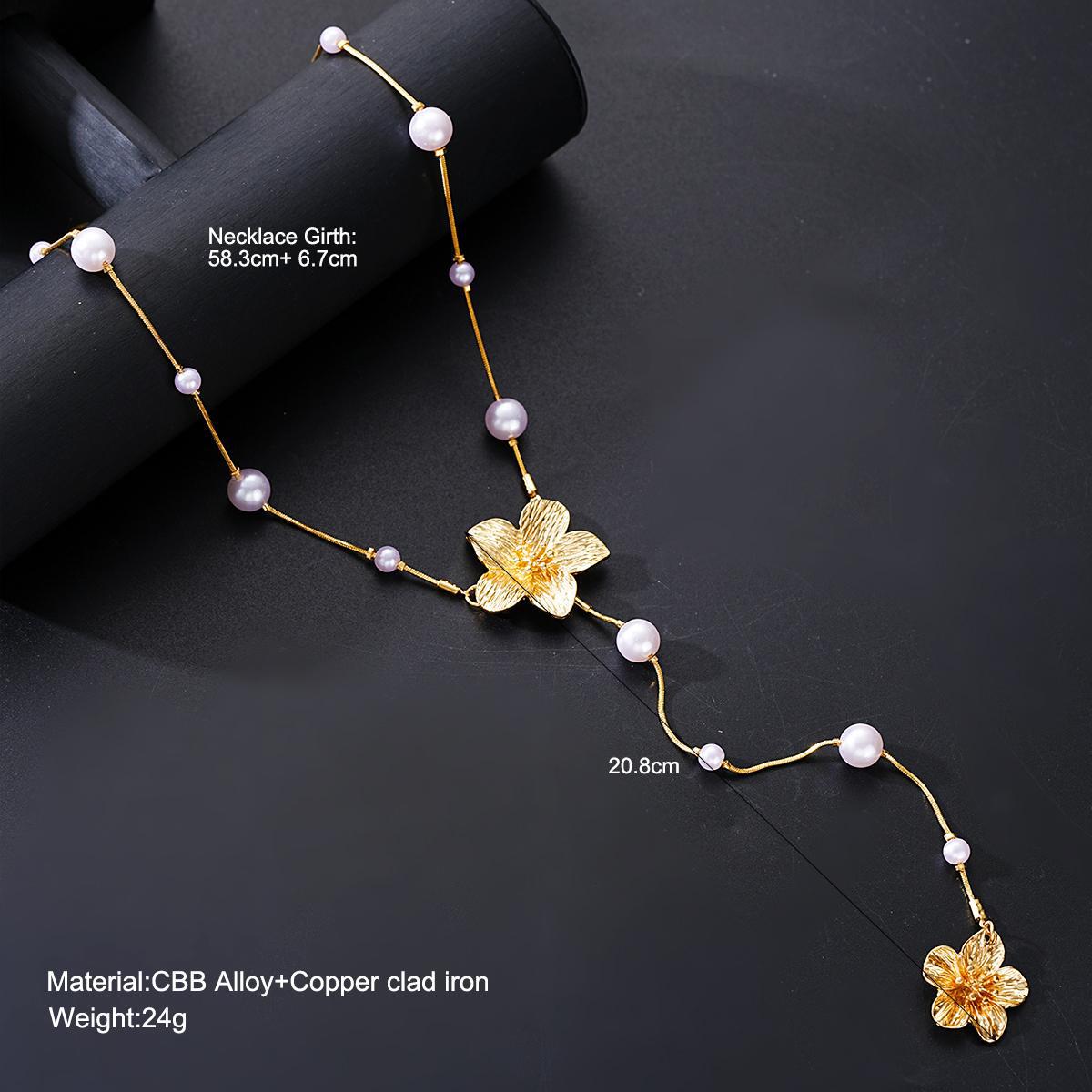 Flower Pendant Long Necklace