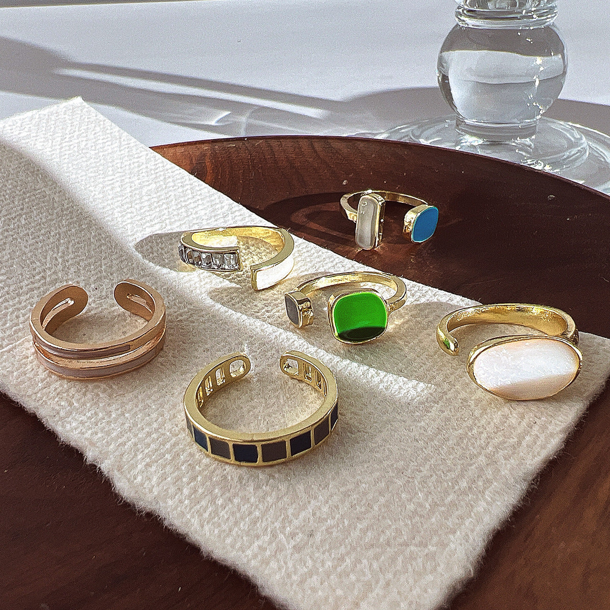 Adjustable Emerald Open Ring