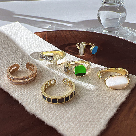 Adjustable Emerald Open Ring