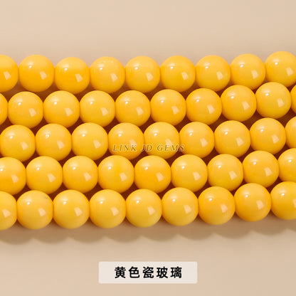 Color porcelain glass beads imitation jade round beads loose beads