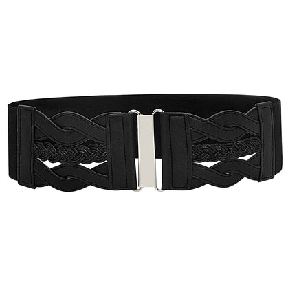 Retro style elastic waist seal coffee color