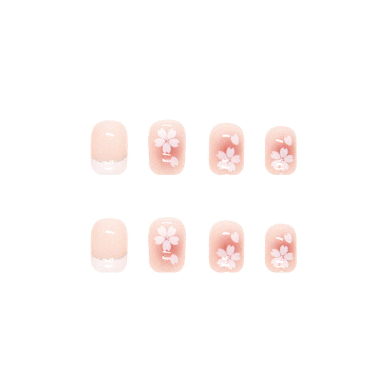 Summer Sweet Cool Camellia Short Thin Wearable Nails