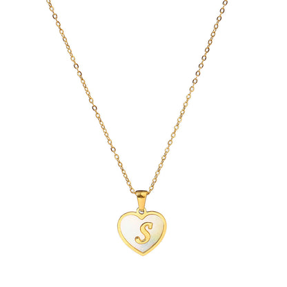 Titanium steel heart-shaped 26 English letter necklace