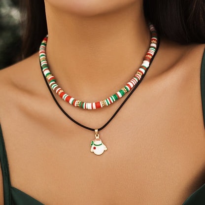 Christmas snowman gift imitation crystal necklace