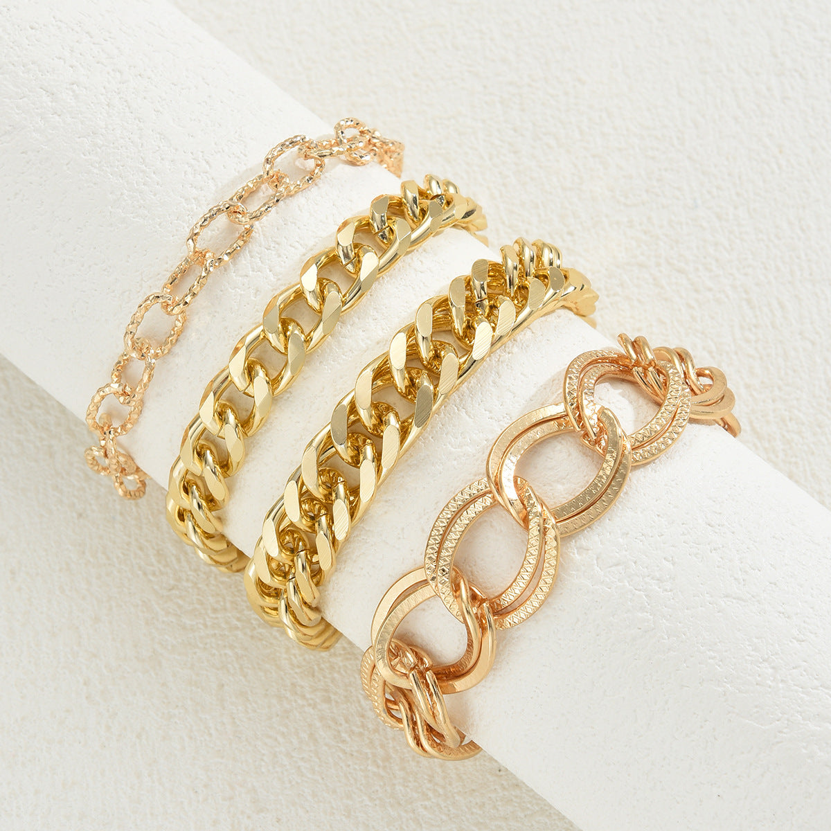 Exaggerated Metal Chain Bracelet Set