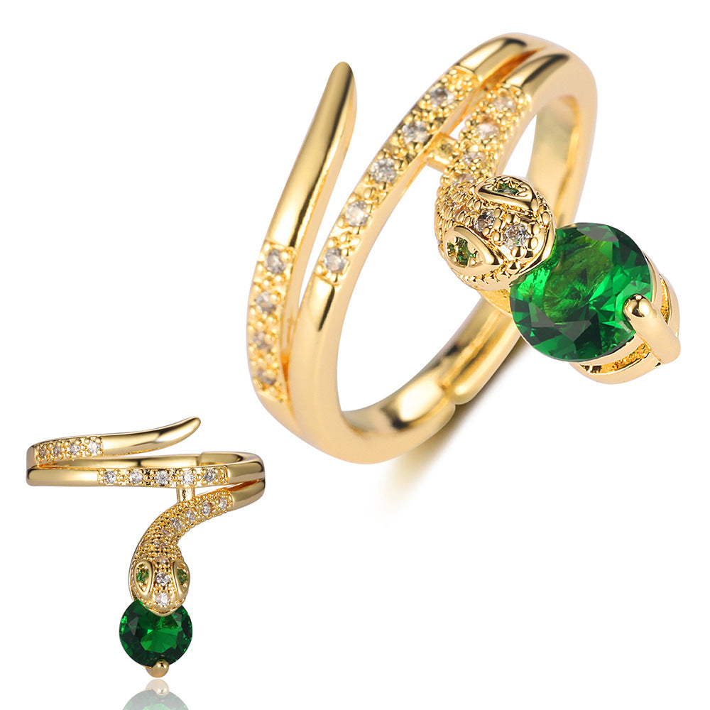 Butterfly Mermaid Tail Snake Copper Zircon Ring