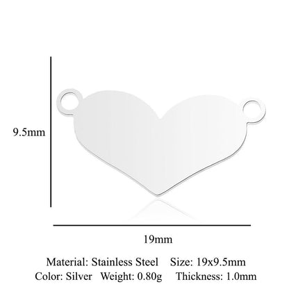 Paquete de 5 unidades, colgante de acero de titanio con diamantes de amor, colgante de huella digital. 