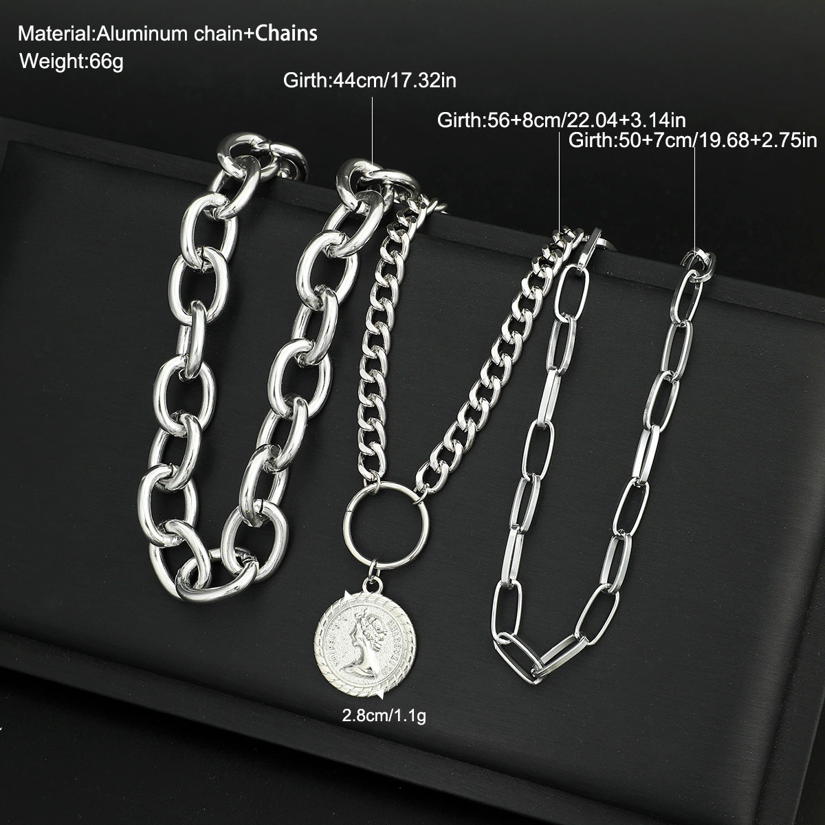 Portrait Relief 3-Piece Necklace Set