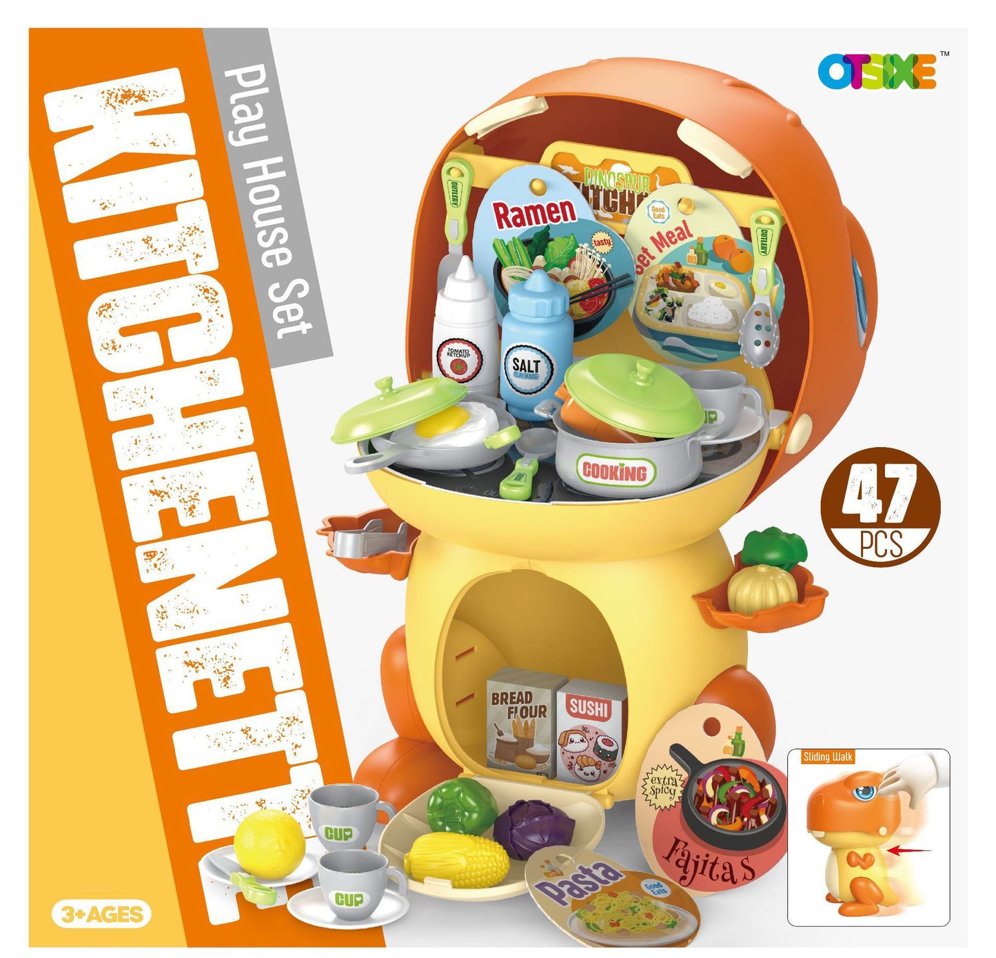 Children's Pretend Play Kitchen Toy Set: Girls' Cooking Rice Cooking Kitchen Utensil Tableware Dinosaur Storage Set