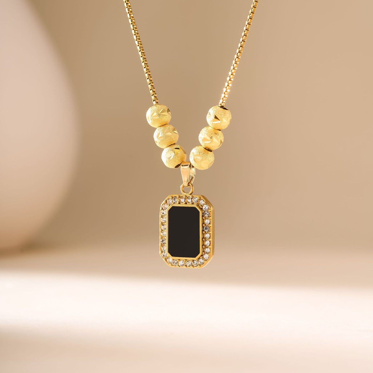 Titanium Steel Diamond Square Necklace