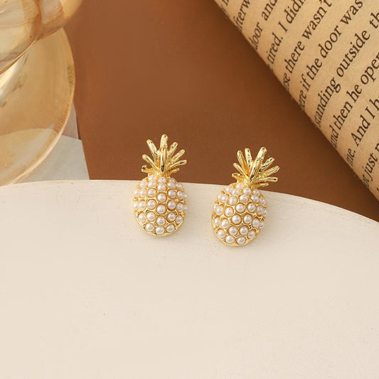 Pendientes de piña con perlas