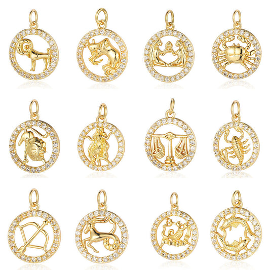 Twelve constellations copper zircon pendant DIY