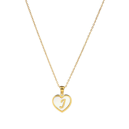 Titanium steel heart-shaped 26 English letter necklace