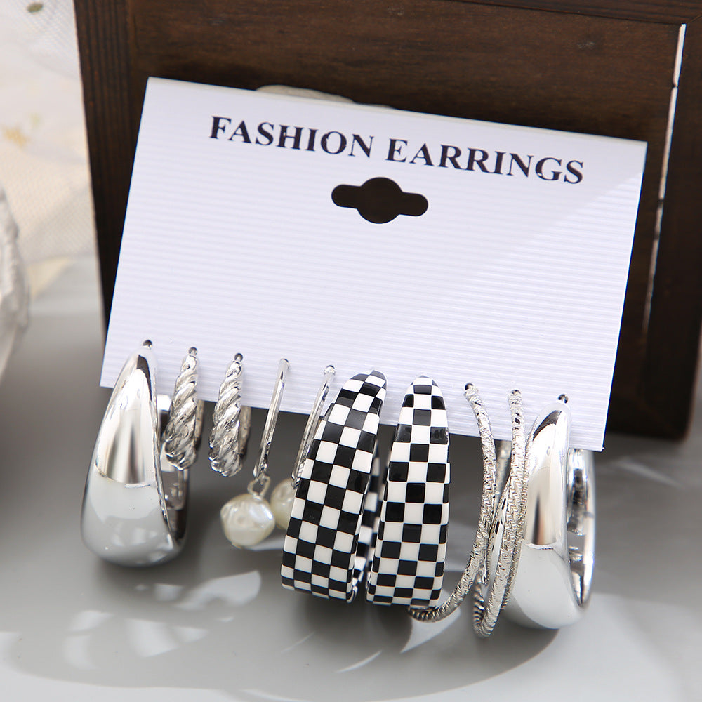 5-Piece Silver & Pearl Earring Set