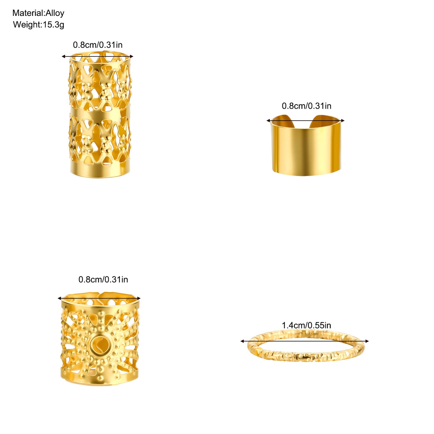 40Pcs Gold Hair Extension Rings