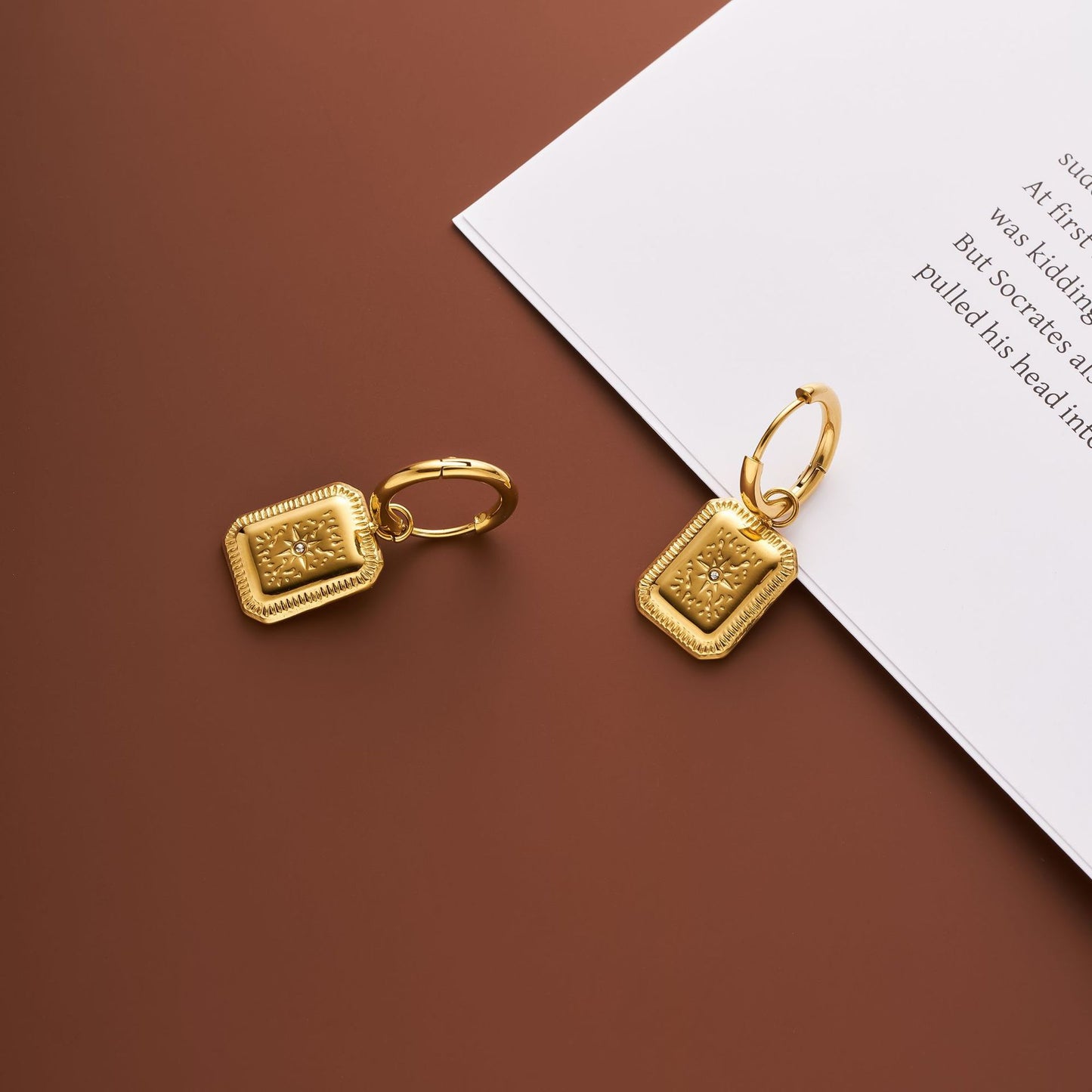 Octagram Diamond Square Earrings
